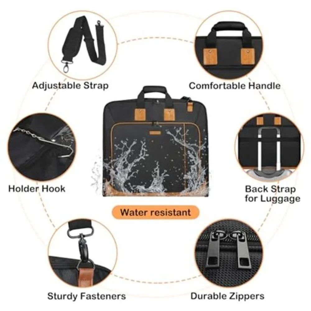 Travel Garment Bag for Men and Women Carry On Suit Bag Wrinkle Free Hanging